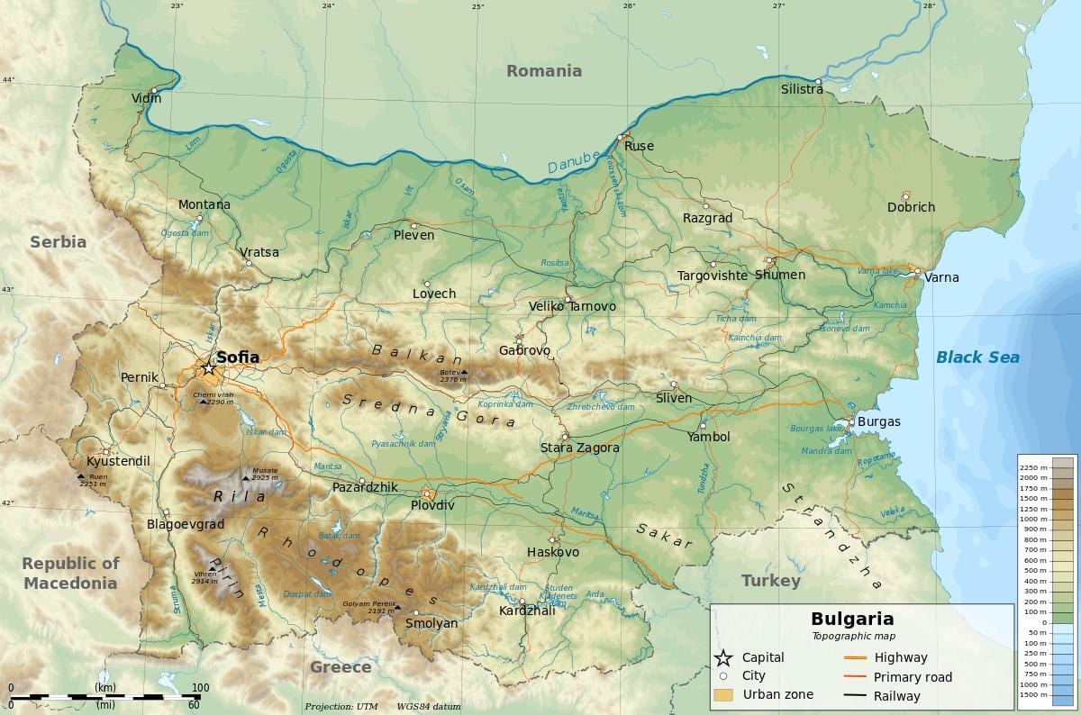 ramani ya Bulgaria jiografia