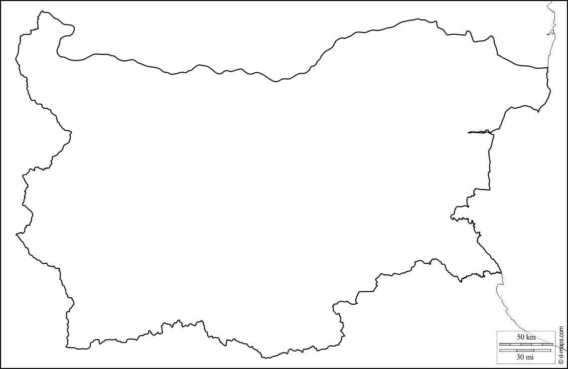 ramani ya Bulgaria ramani muhtasari