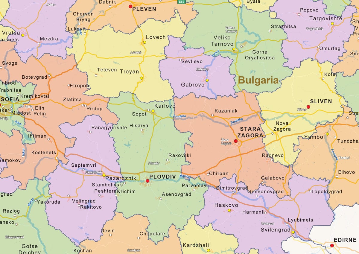 ramani ya Bulgaria kisiasa