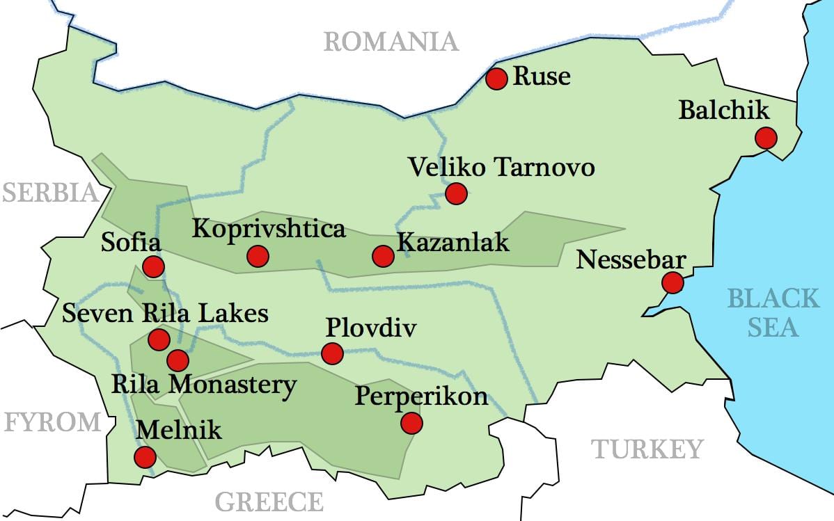 ramani ya bulgariska monasteries